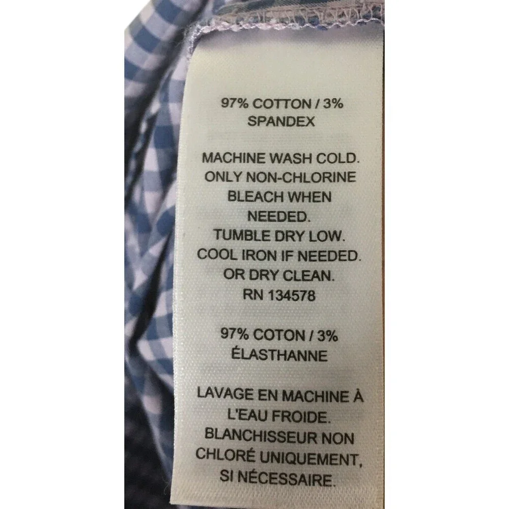 Vineyard Vines Top Women's Size 4 Blue White Plaid Button Up  Cotton Blend - Picture 5 of 6
